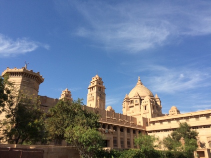 A side view of the Umaid Bhawan